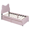 Twin Size Upholstered Platform Bed with Cartoon Ears box spring not