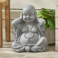 Harrod Outdoor Monk Statue, Stone Gray stone gray-magnesium oxide