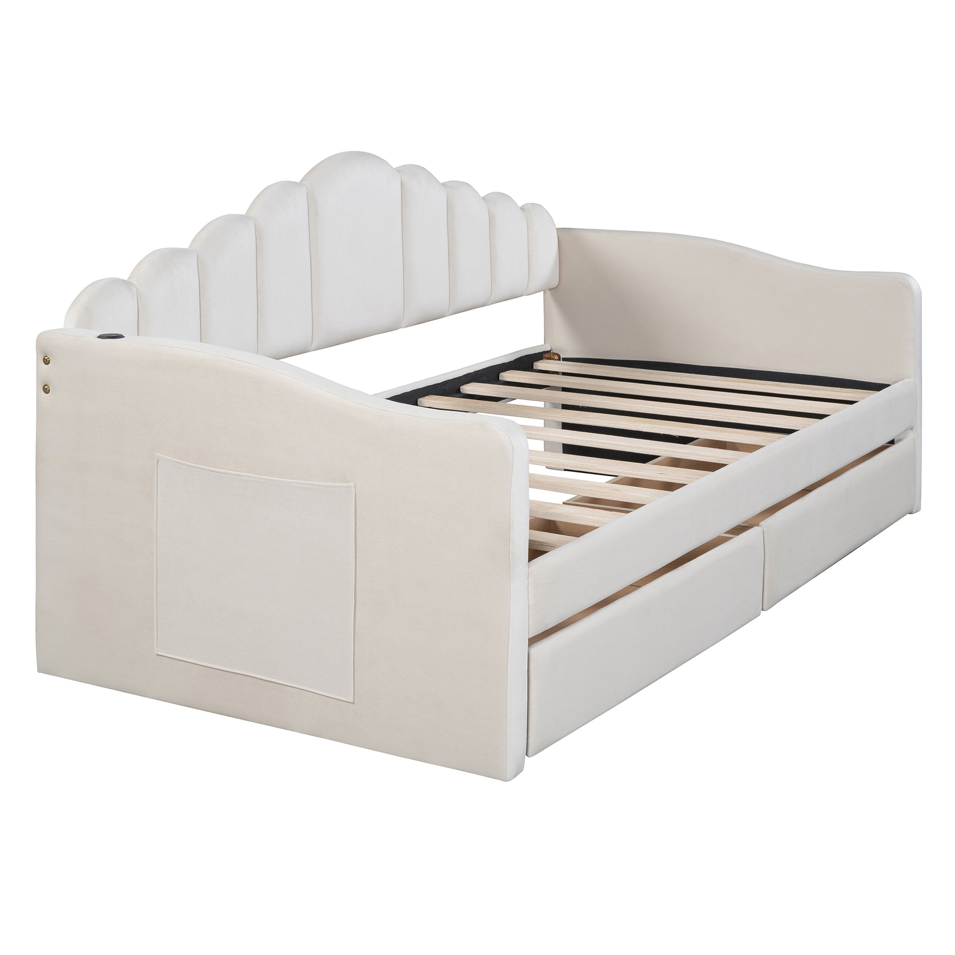 Twin Size Upholstered Daybed With 2 Drawers