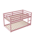 Twin Over Twin Floor Bunk Bed,Pink - Twin Pink