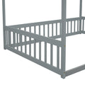 Full Size Canopy Frame Floor Bed With Fence -