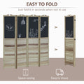 HOMCOM 4 Panel Folding Room Divider with Blackboard white-wood