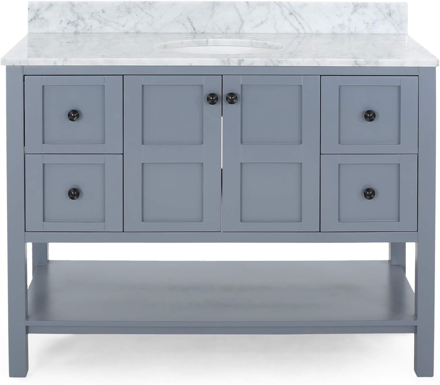 49'' Bathroom Vanity with Marble Top & Ceramic Sink gray-acacia wood