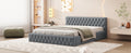 Queen Size Velvet Upholstered Platform Bed, With