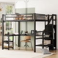 Metal Full Loft Bed With Wardrobe And Led Light,