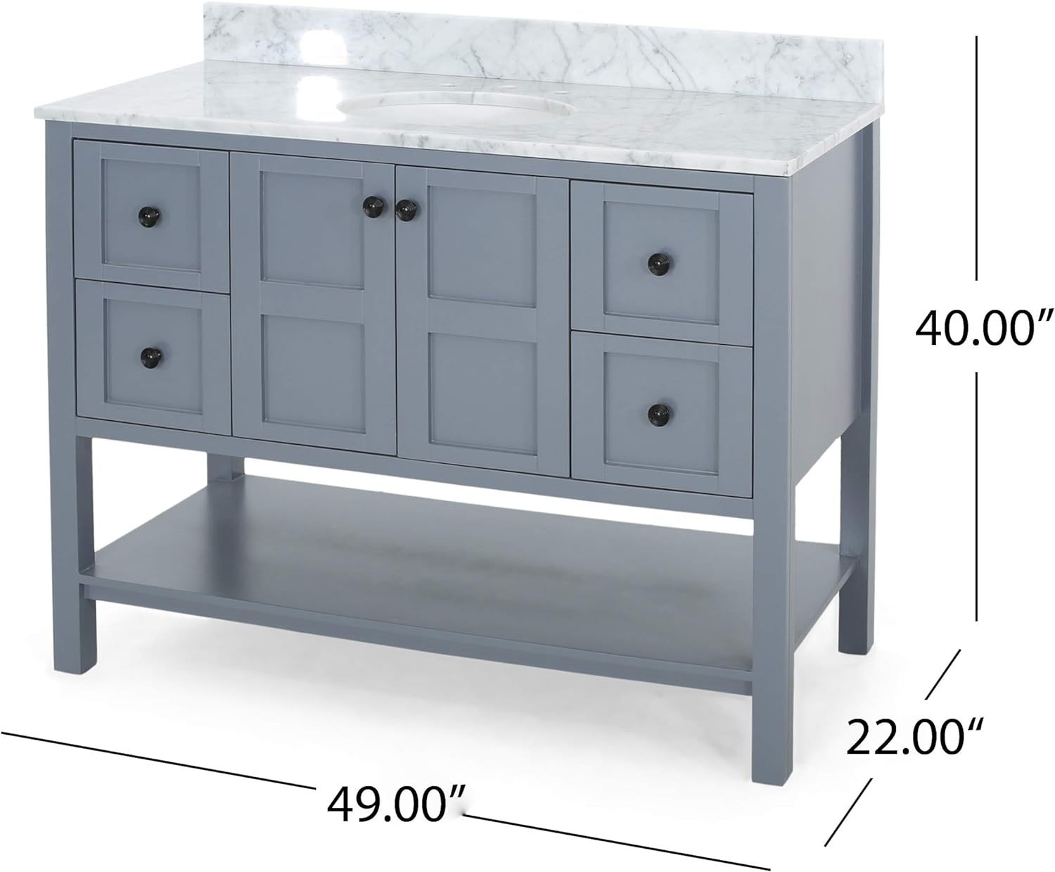 49'' Bathroom Vanity with Marble Top & Ceramic Sink gray-acacia wood