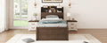 Twin Size Wooden Led Platform Bed With Trundle,