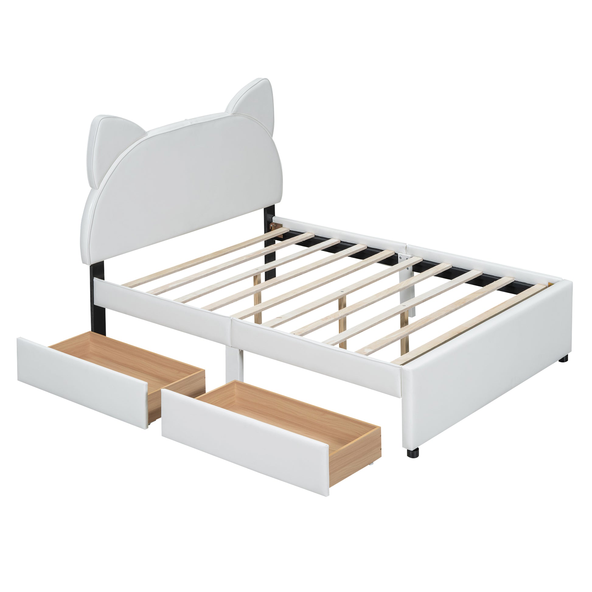 Full Size Upholstered Platform Bed with Cartoon Ears box spring not