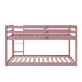 Twin Over Twin Floor Bunk Bed,Pink - Twin Pink