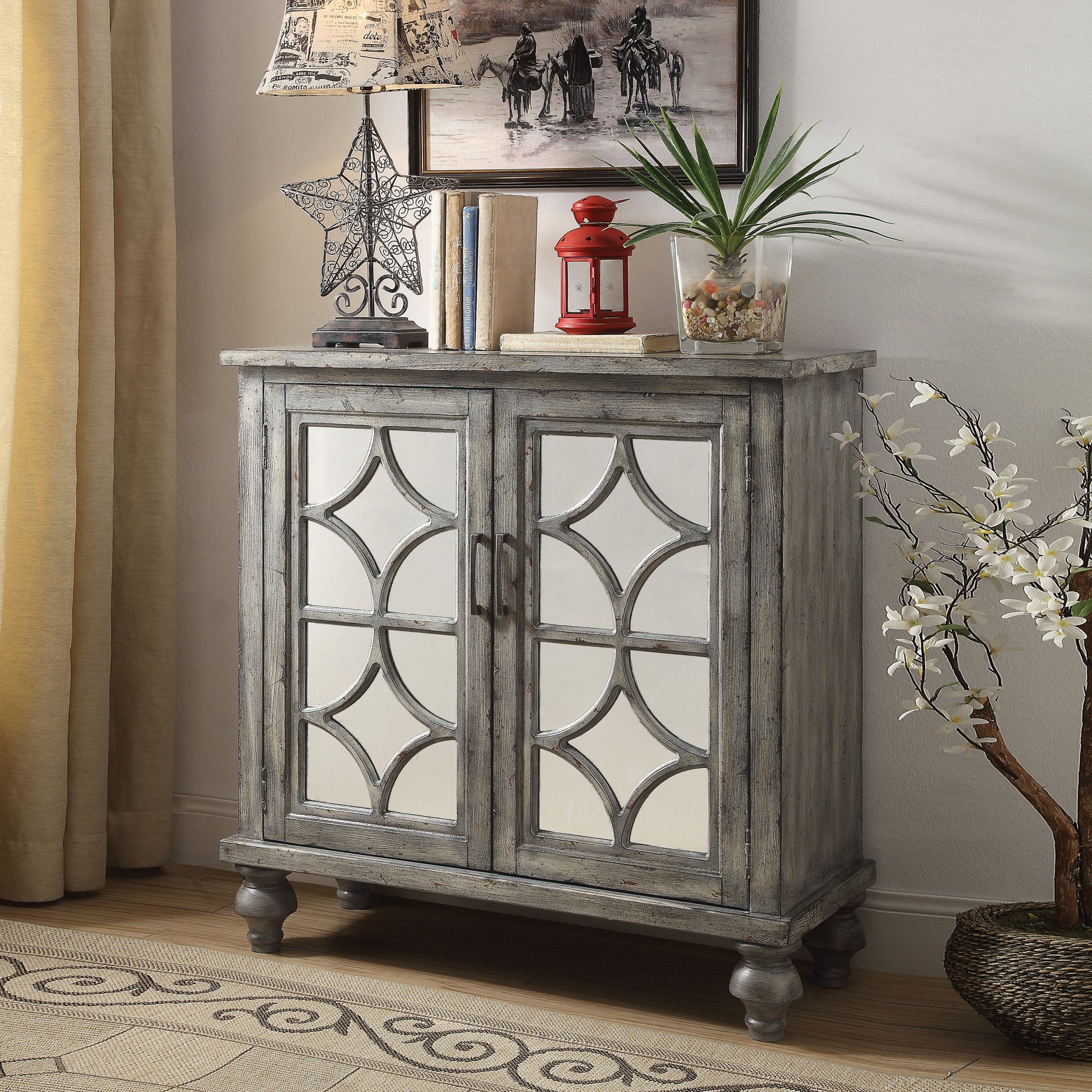 Weathered Grey 2 Door Console Table - Grey