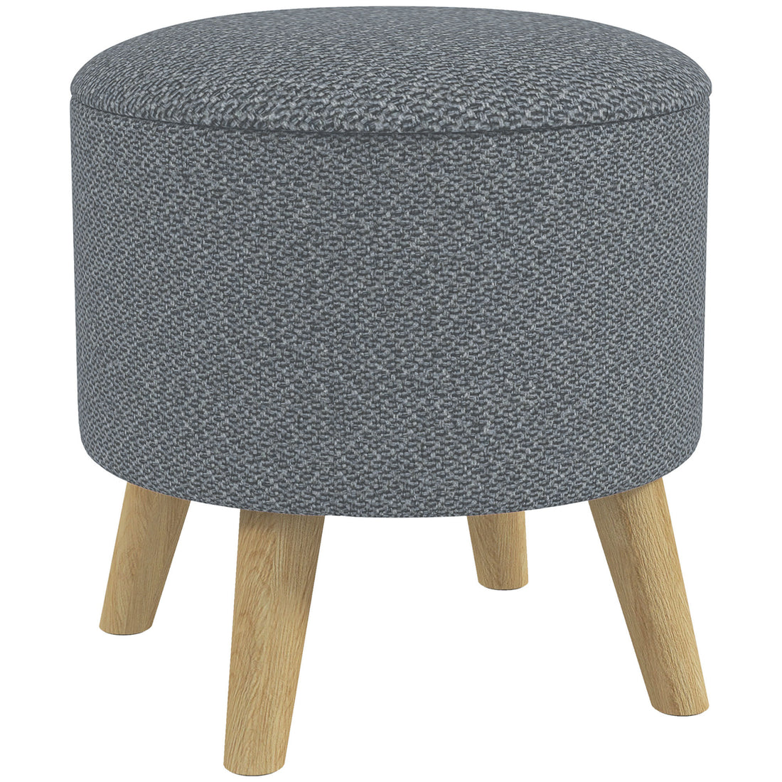 HOMCOM Storage Ottoman, Round Stool Chair with gray-polyester