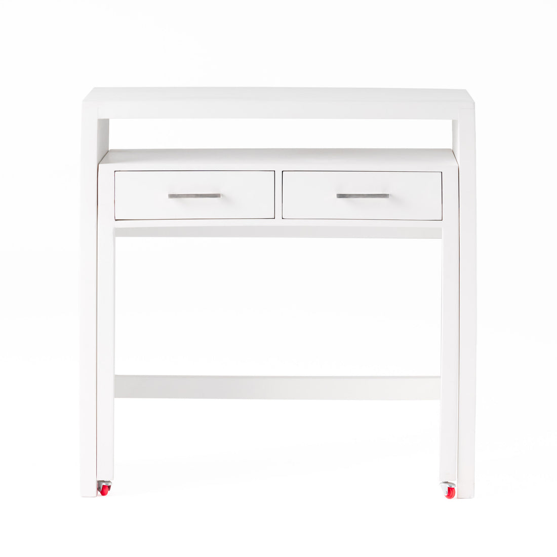 Desk With Upper Console Table - White Solid Wood