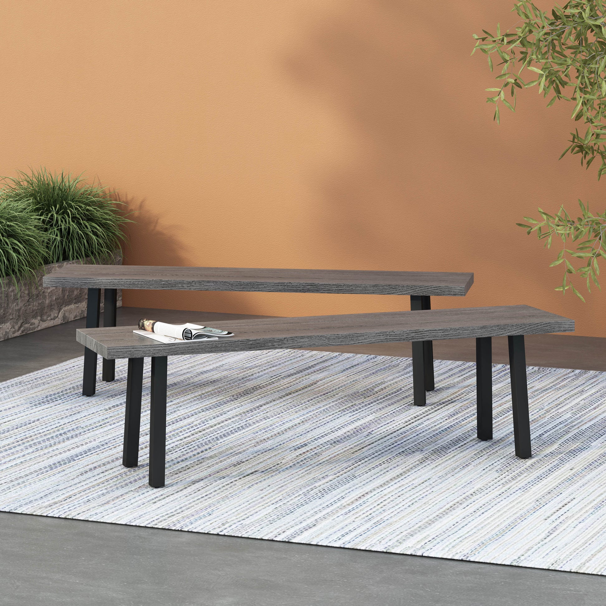 Pointe Aluminum and Steel Outdoor Dining Bench