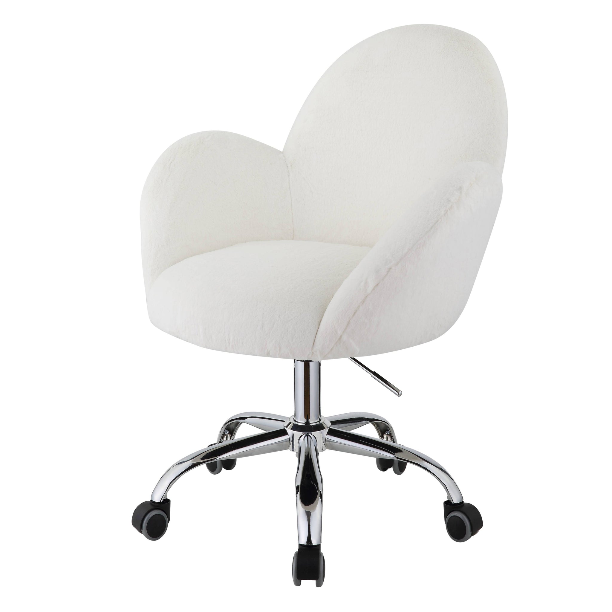 White And Chrome Adjustable Barrel Office Chair -