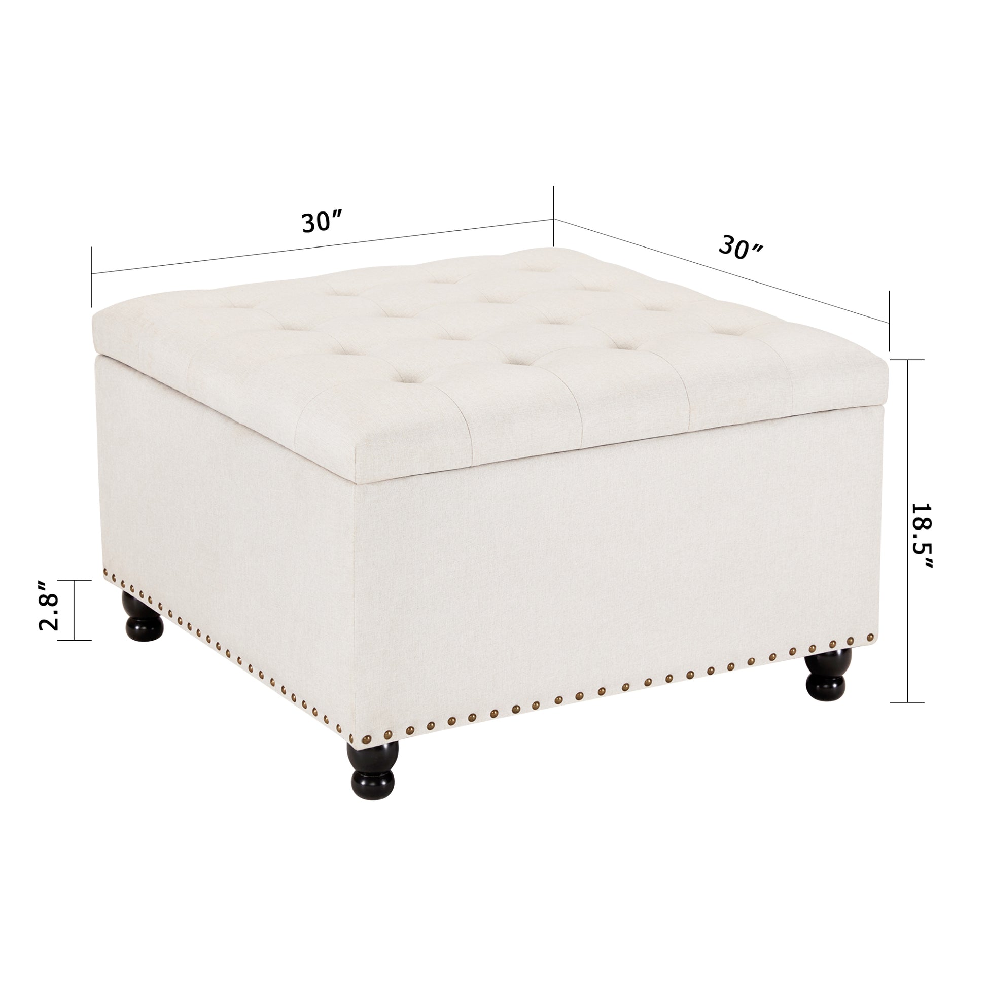 Large Square Tufted Upholstered Ottoman Bench And