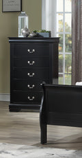 1Pc Black Finish Five Drawers Louis Philip Chest