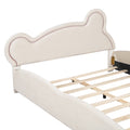 Queen Size Velvet Platform Bed With Bear Shaped -