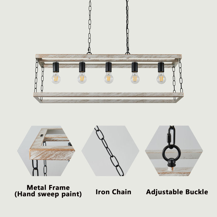 Filep 5 Light Farmhouse Kitchen Island Pendant