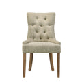 Beige And Salvaged Oak Tufted Back Parson Chairs