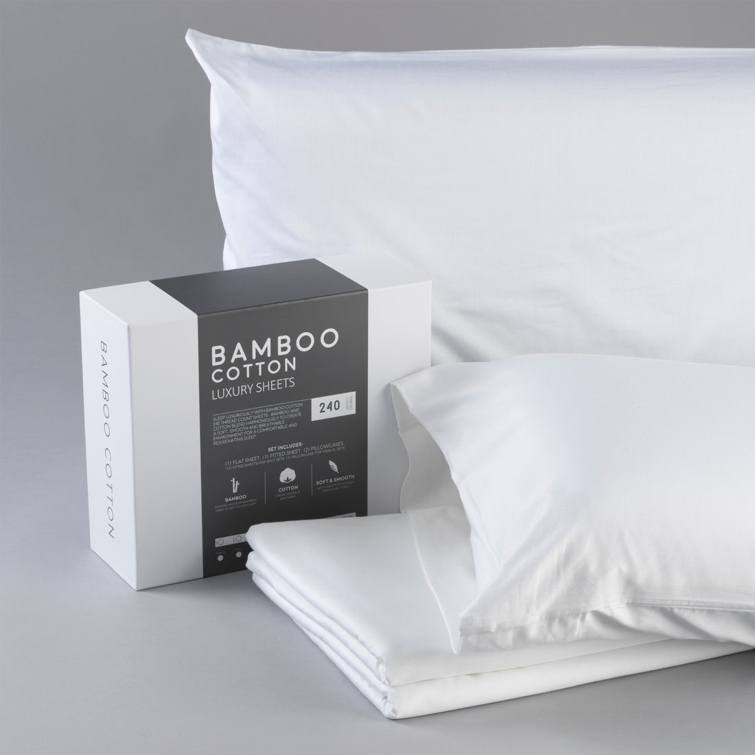 Cal King Split Bamboo Cotton Sheets - White