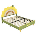 Full Size Upholstered Platform Bed With Sunflower