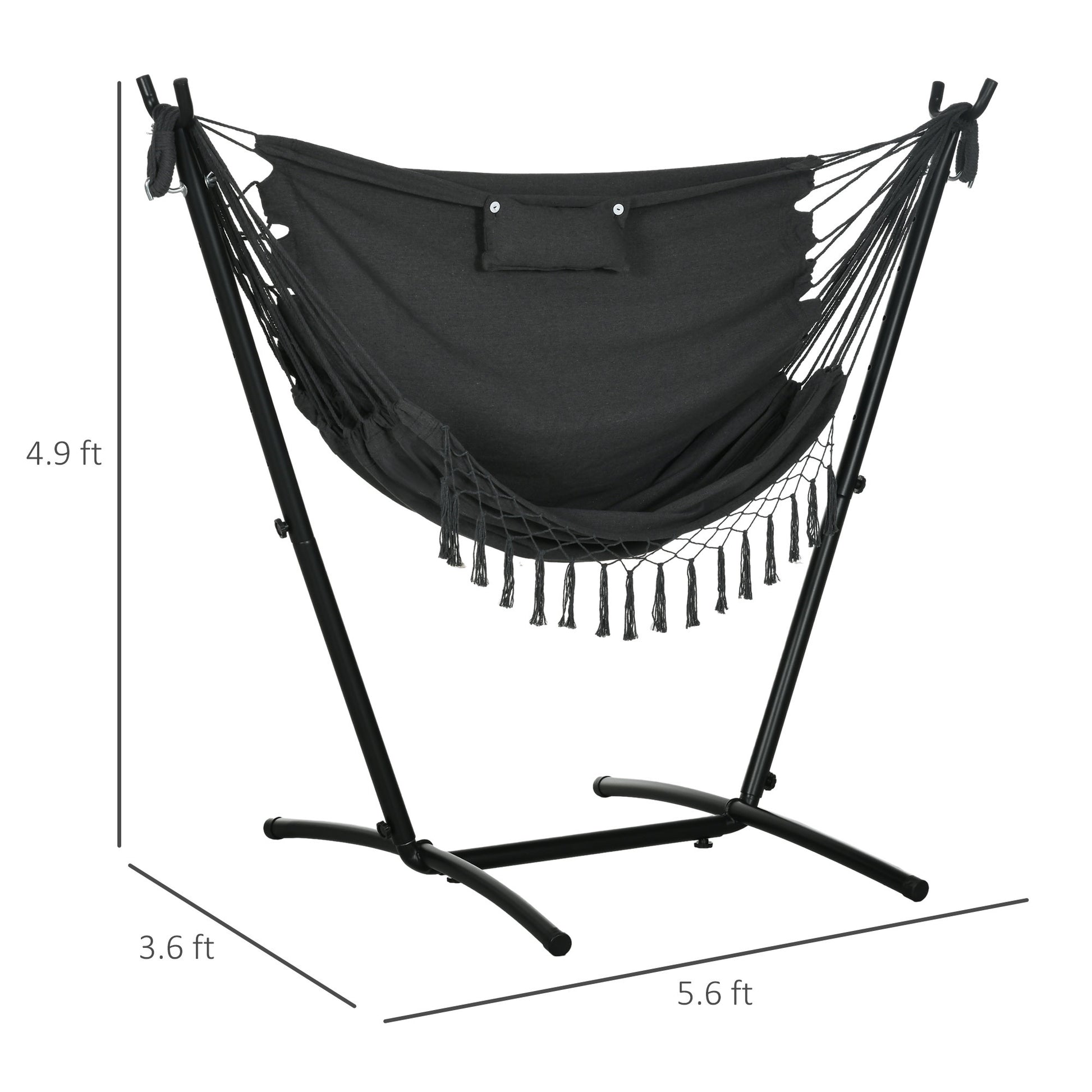 Outsunny Patio Hammock Chair with Stand, Outdoor gray-steel