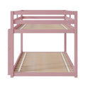 Twin Over Twin Floor Bunk Bed,Pink - Twin Pink