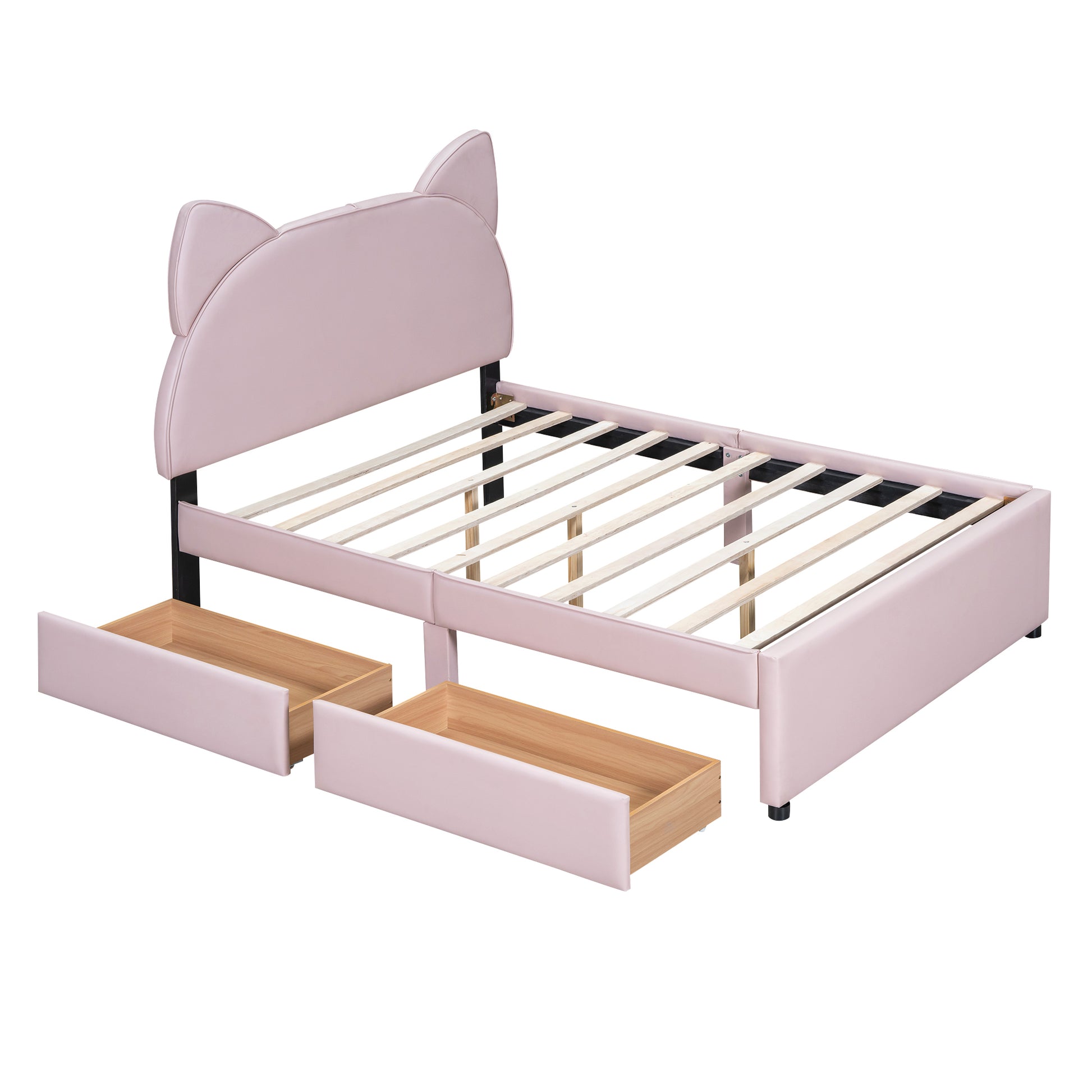 Full Size Upholstered Platform Bed with Cartoon Ears box spring not