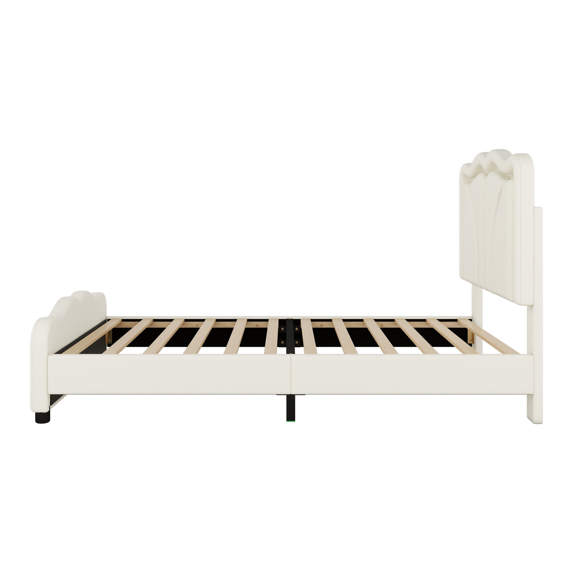 Twin Size Upholstered Platform Bed With Curve