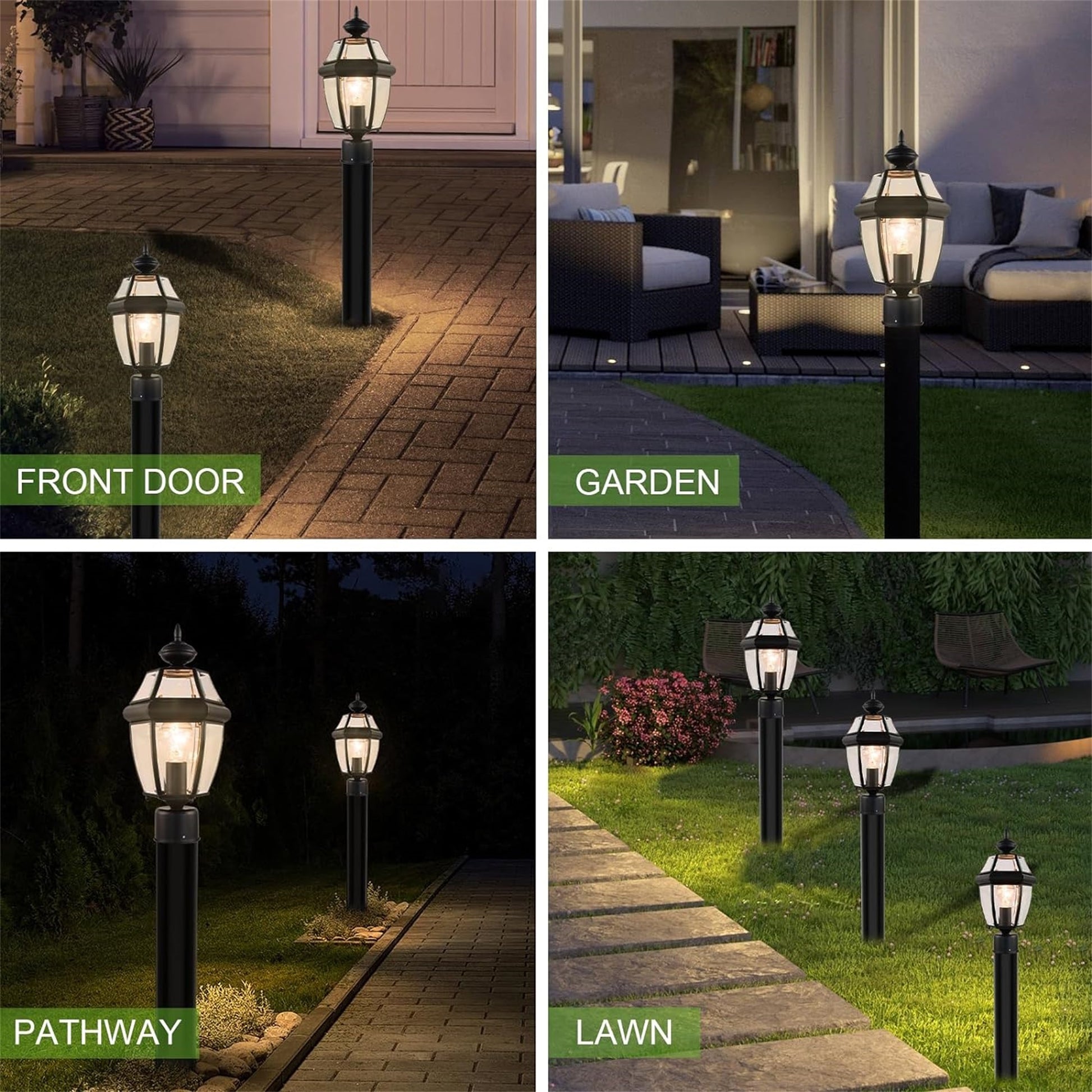 Outdoor 15" Lamp Post Light Fixture Waterproof -