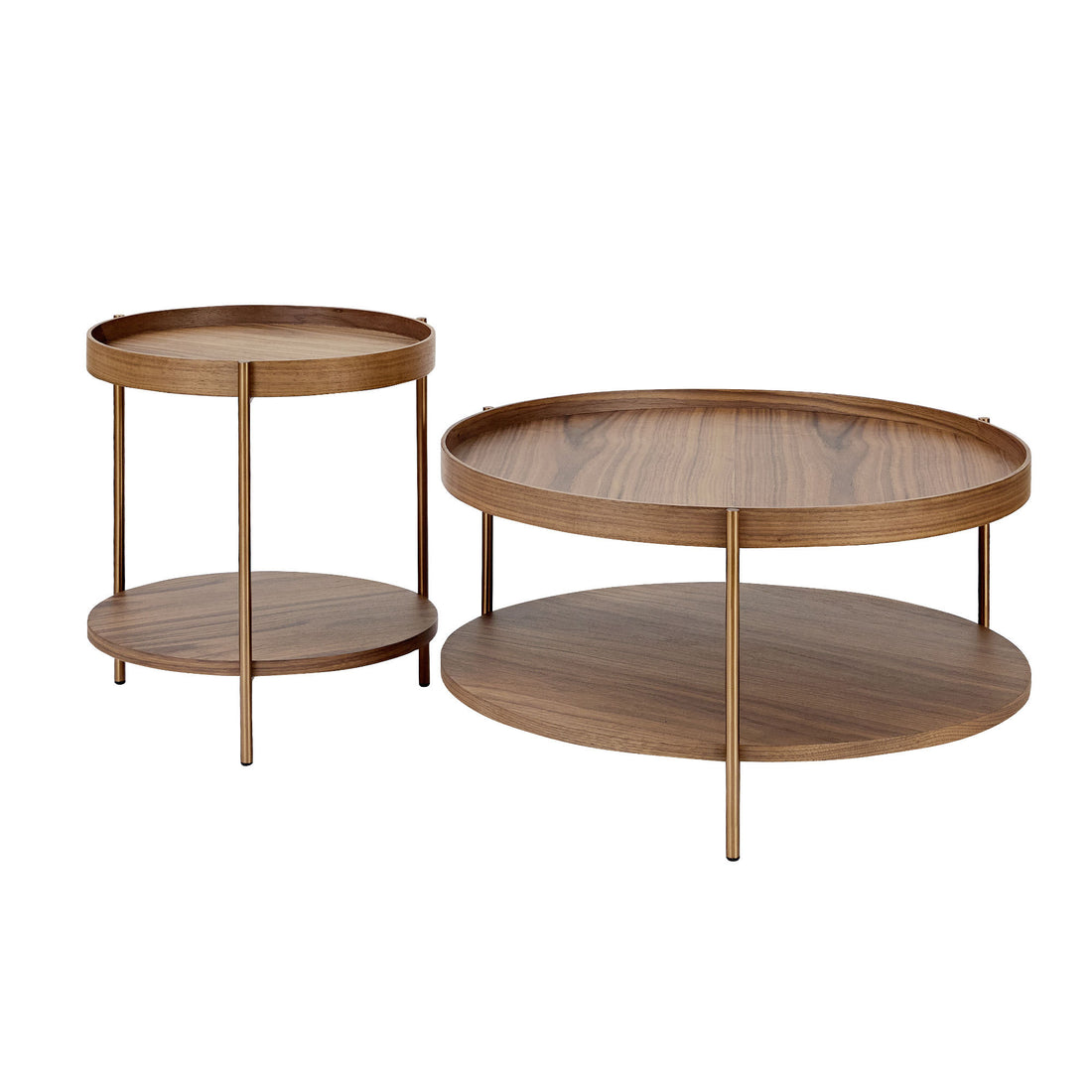 2 Piece Modern 2 Tier Round Coffee Table Set For