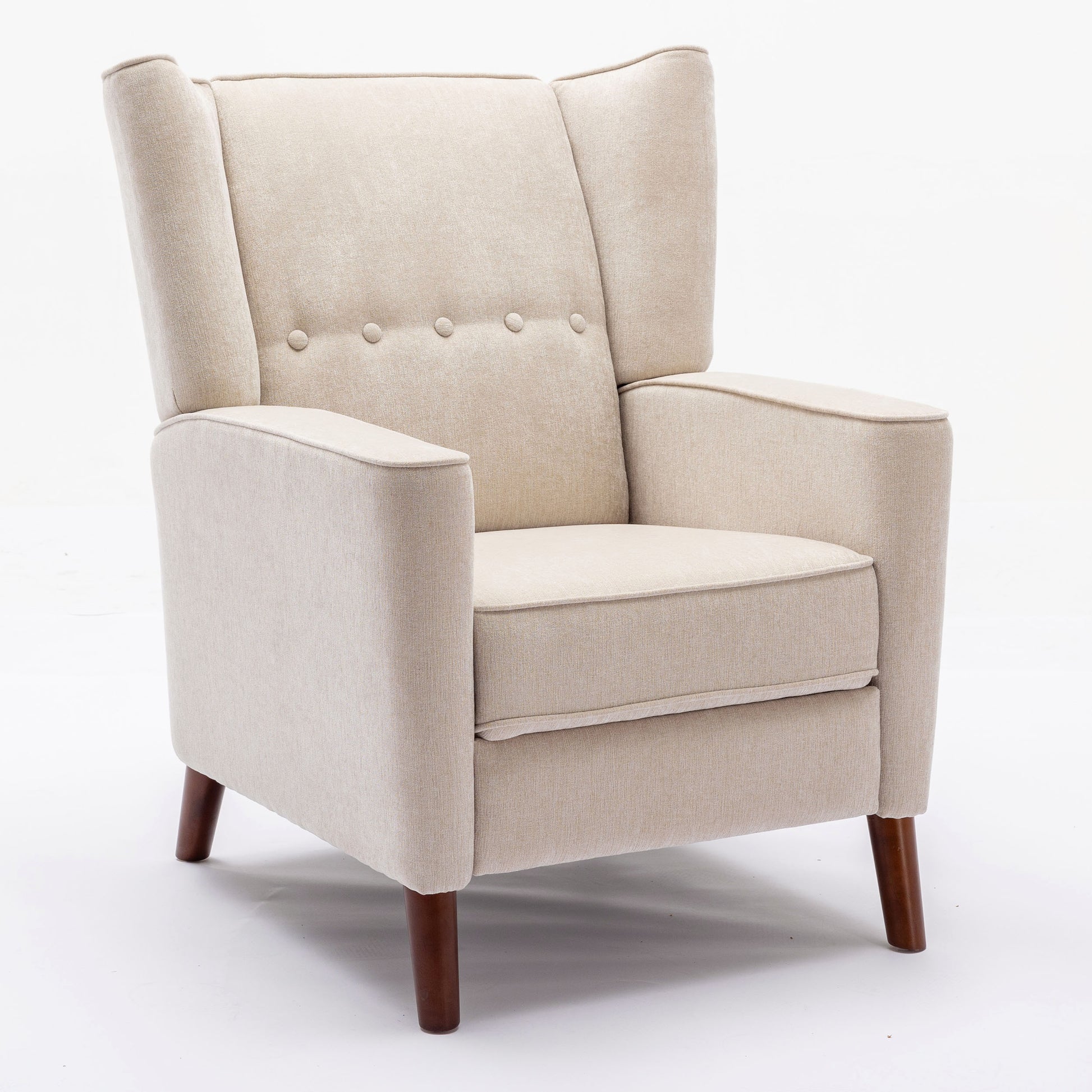 Mid Century Chenille Wingback Recliner Chair,