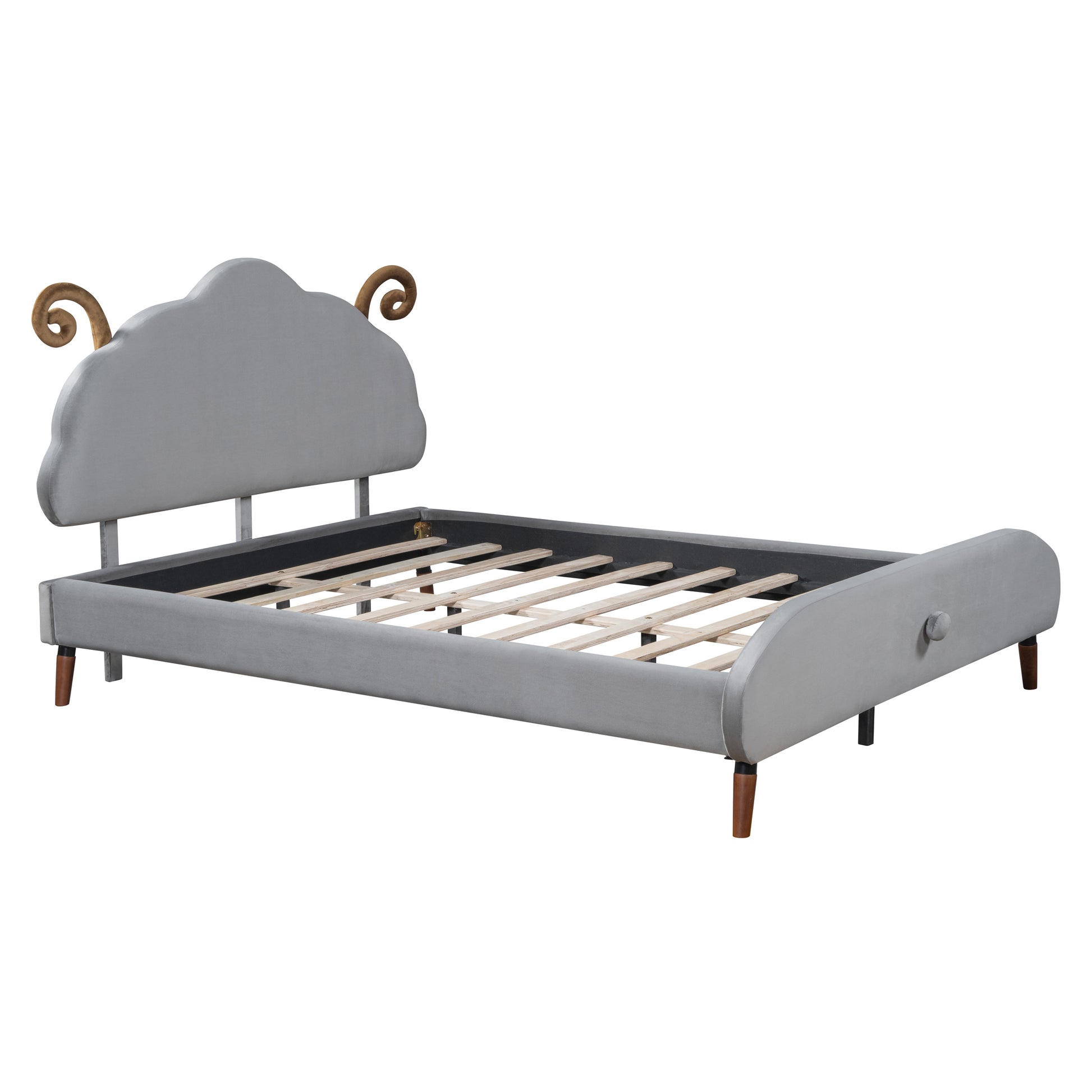 Full Size Upholstered Platform Bed With Sheep