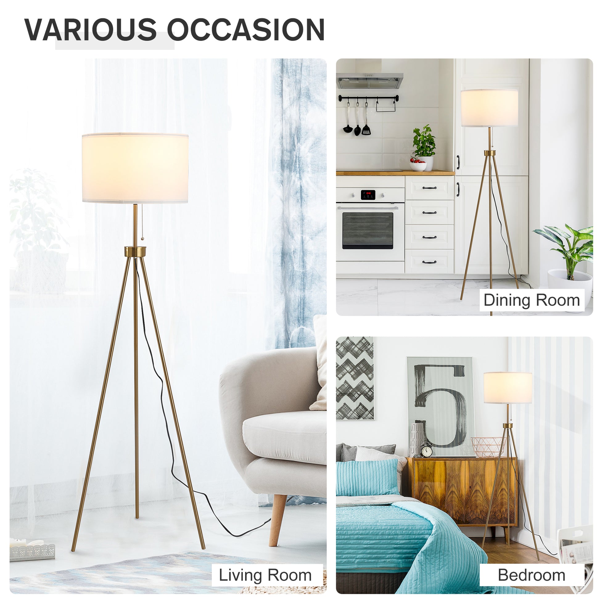 Homcom 59.75" Standing Floor Lamp Fabric