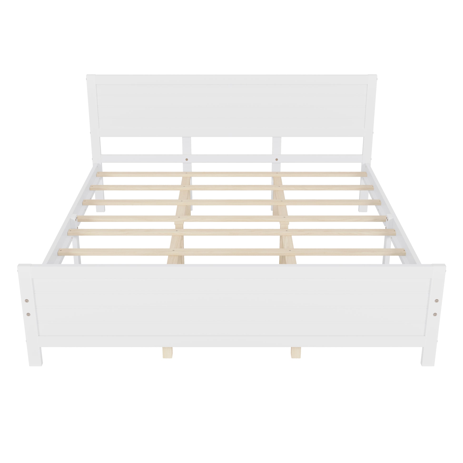 Wood Platform Bed Frame With Headboard, Mattress