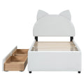 Twin Size Upholstered Platform Bed with Cartoon Ears box spring not