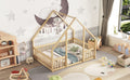 Full Wood House Shaped Floor Bed With Fence -