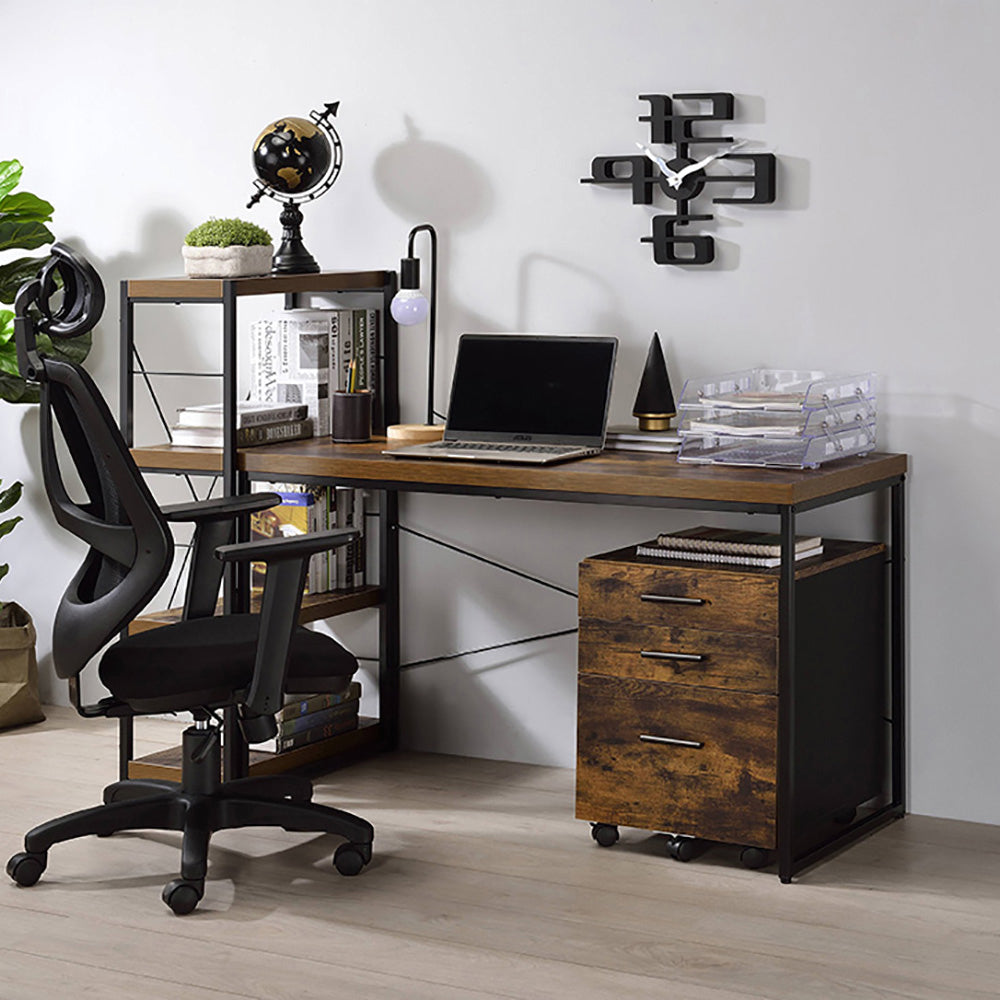 Weathered Oak And Black 1 Drawer File Cabinet -