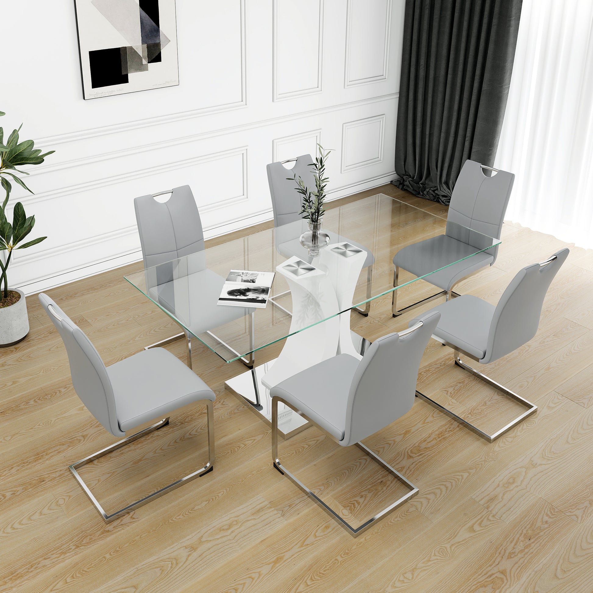 Modern Style Glass Dining Table, Elegant