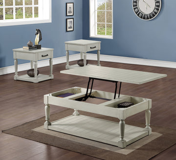 Hemingway 3 Piece Table Set White - White Wood