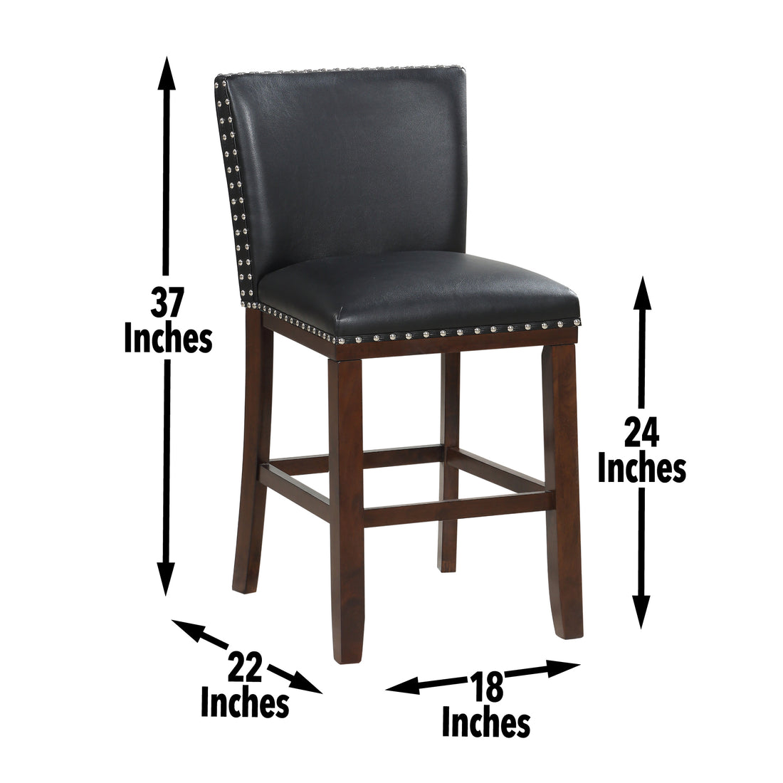 Tiffany Counter Chair Set Of 2 Black - Black Wood