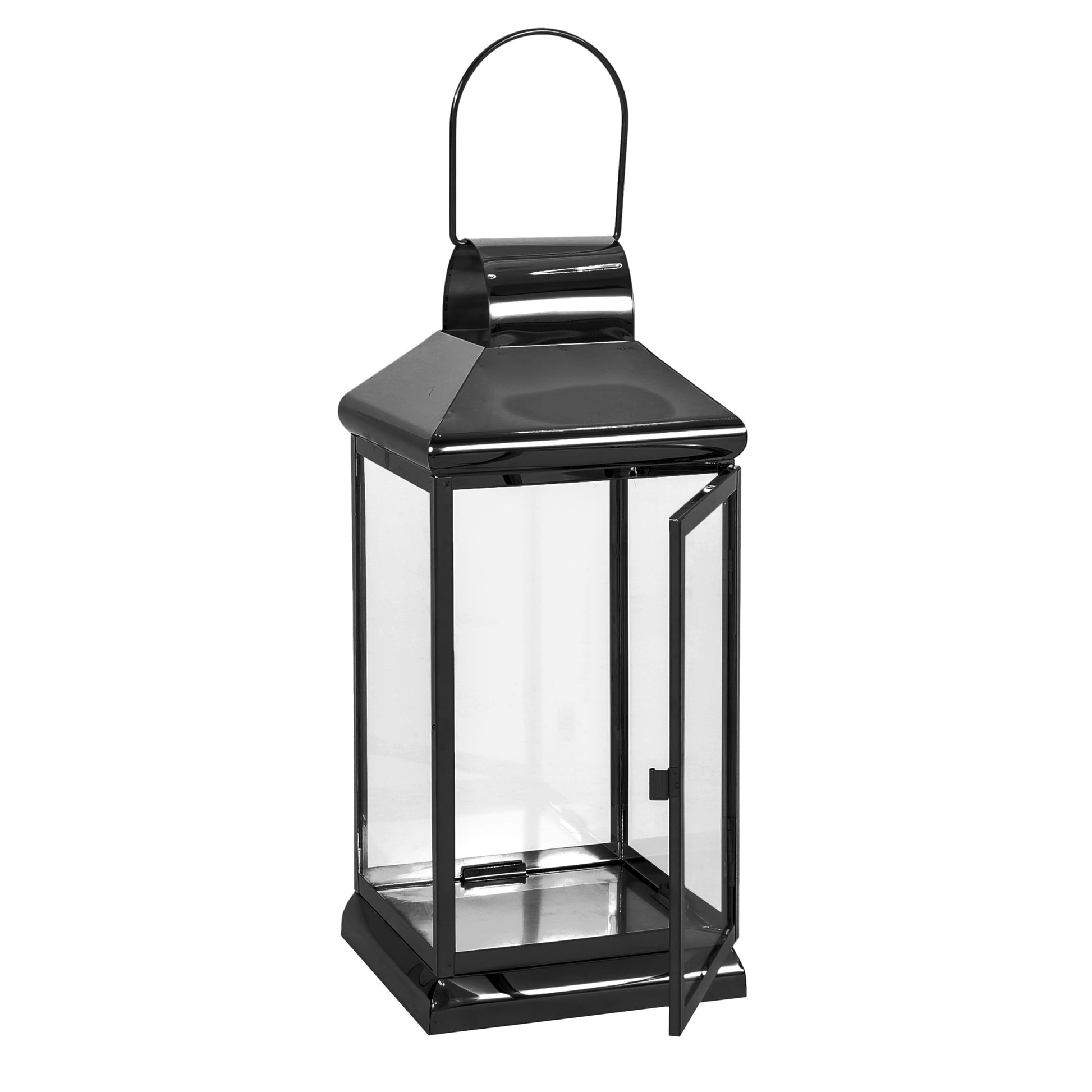 WALTER 16"H STAINLESS STEEL LANTERN black-stainless steel