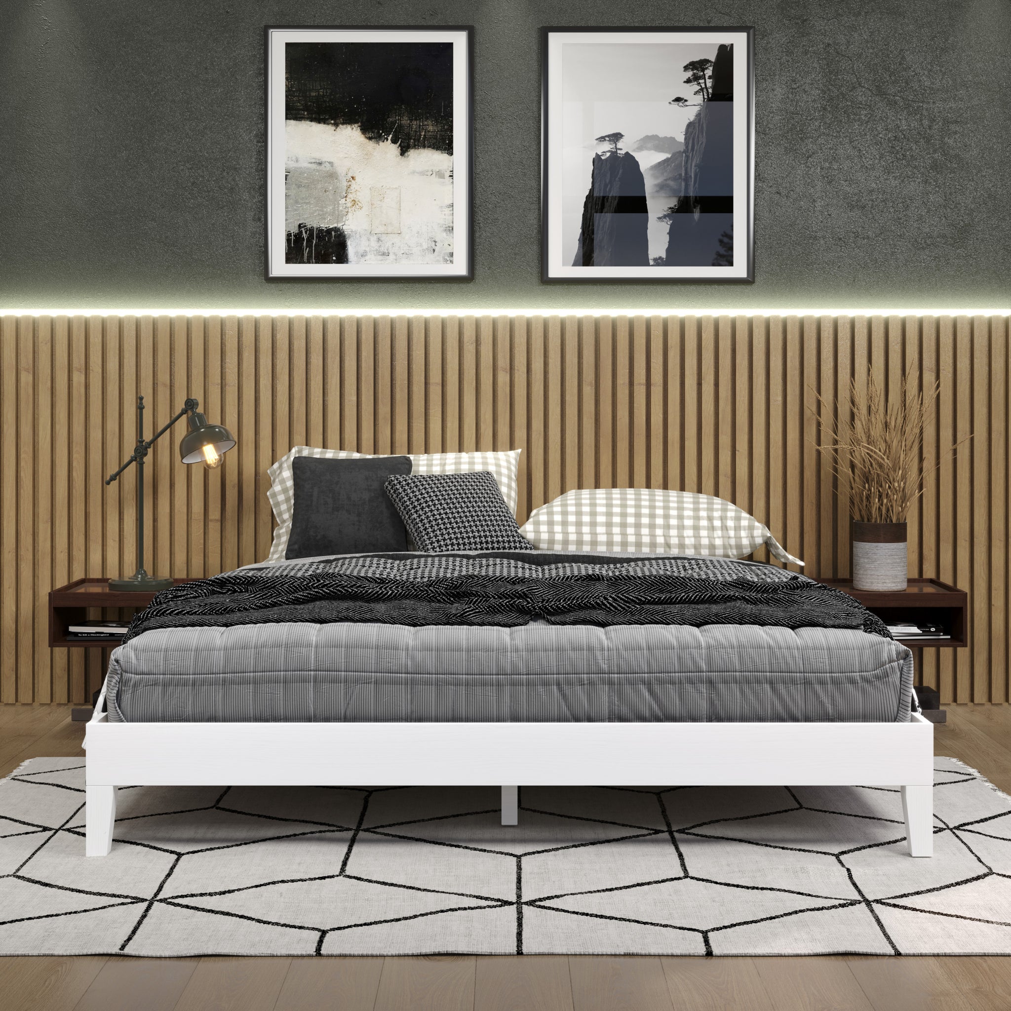 Nix King Platform Bed White - King White Wood