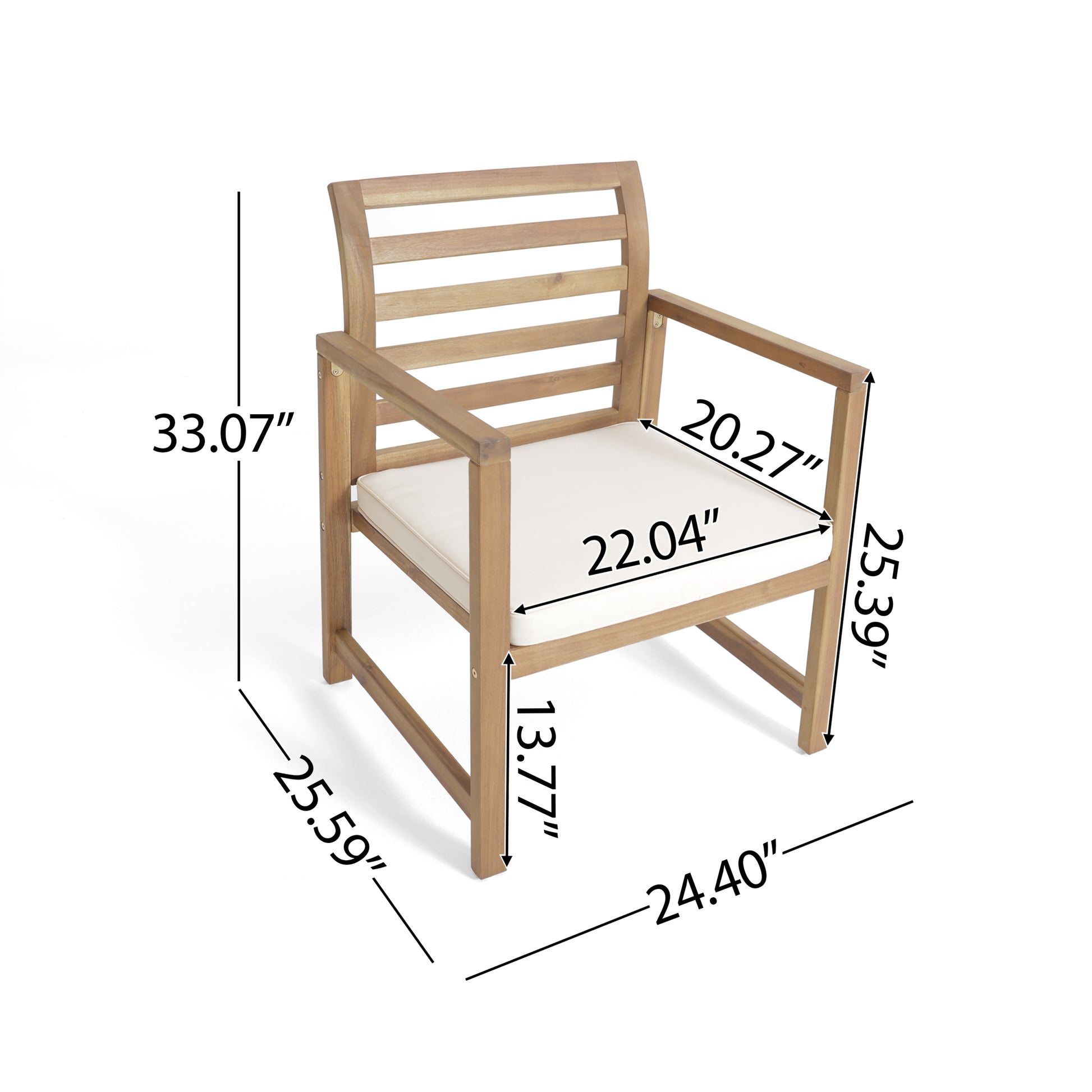 Outdoor Acacia Wood Club Chairs, 2 Pcs Set,