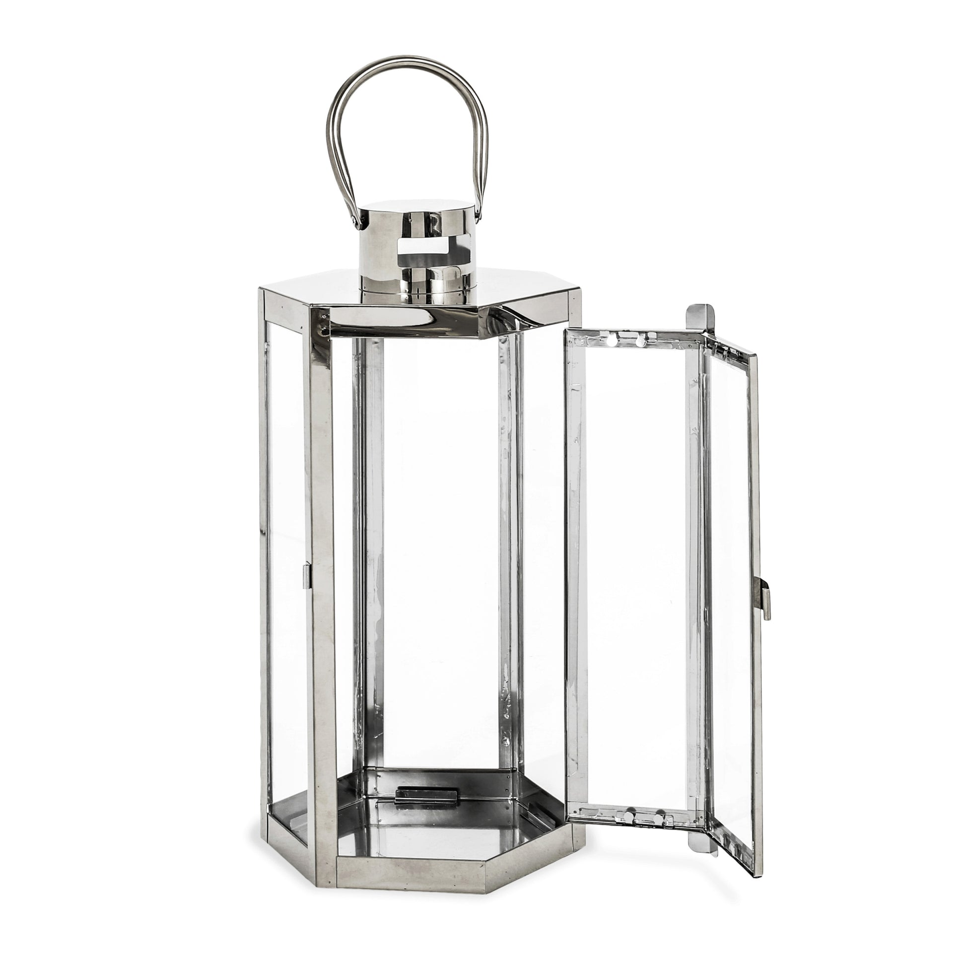 Frank 16"H Stainless Steel Lantern - Silver