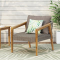 Outdoor Acacia Wood Club Chairs with Cushions Teak grey-acacia wood