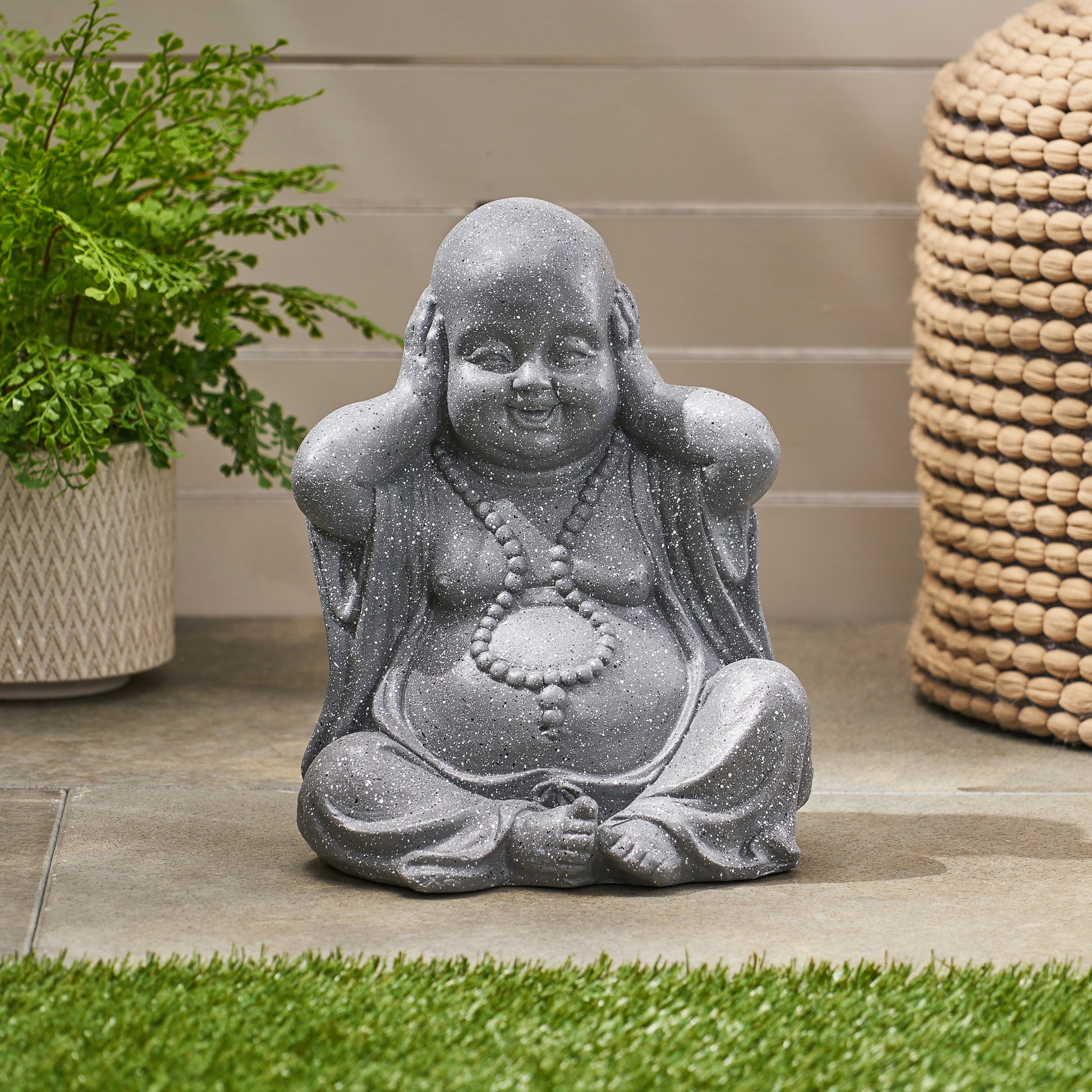 Harrod Outdoor Monk Statue, Stone Gray stone gray-magnesium oxide