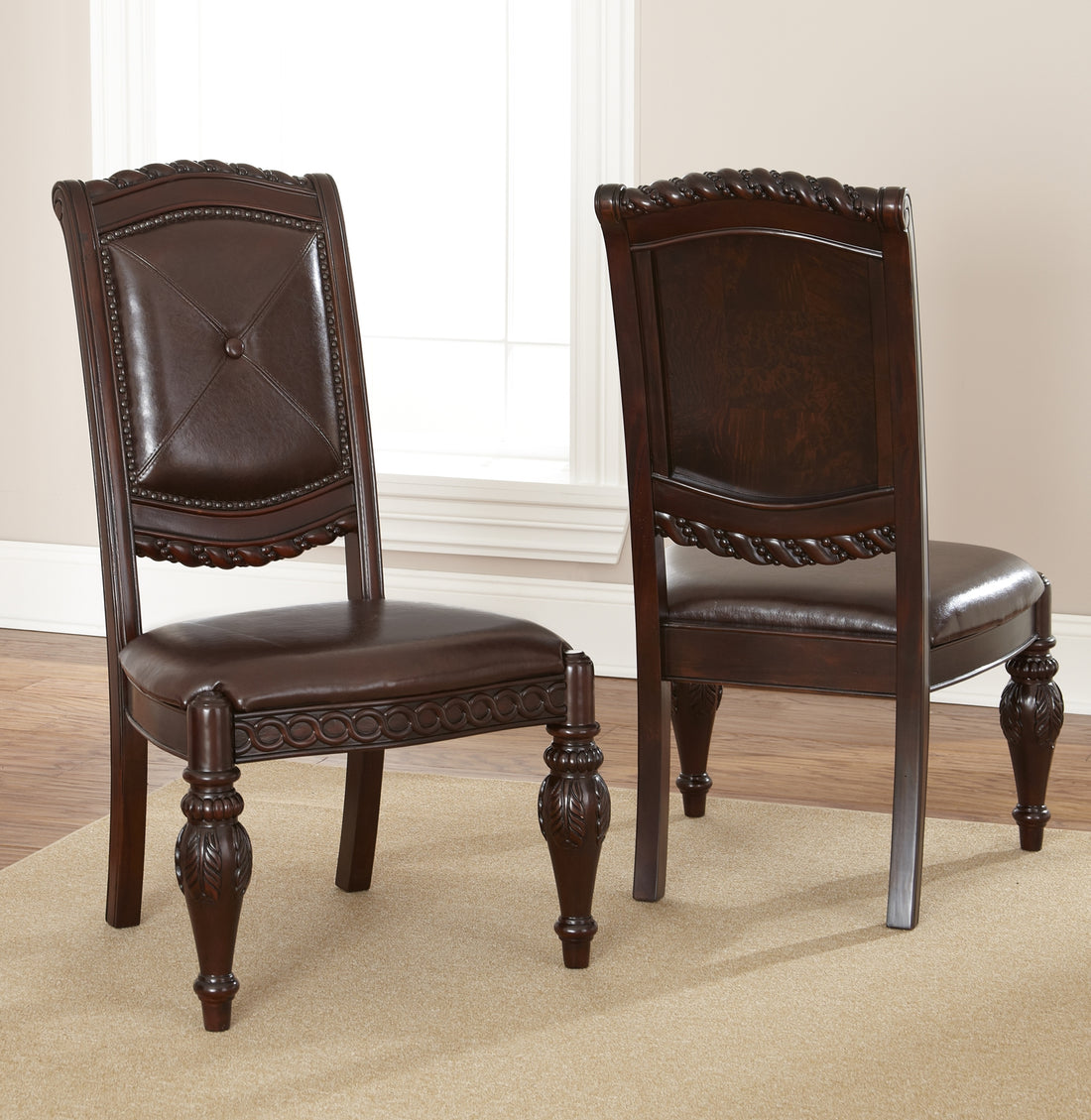 Antoinette Side Chair Set Of 2 Dark Brown - Dark