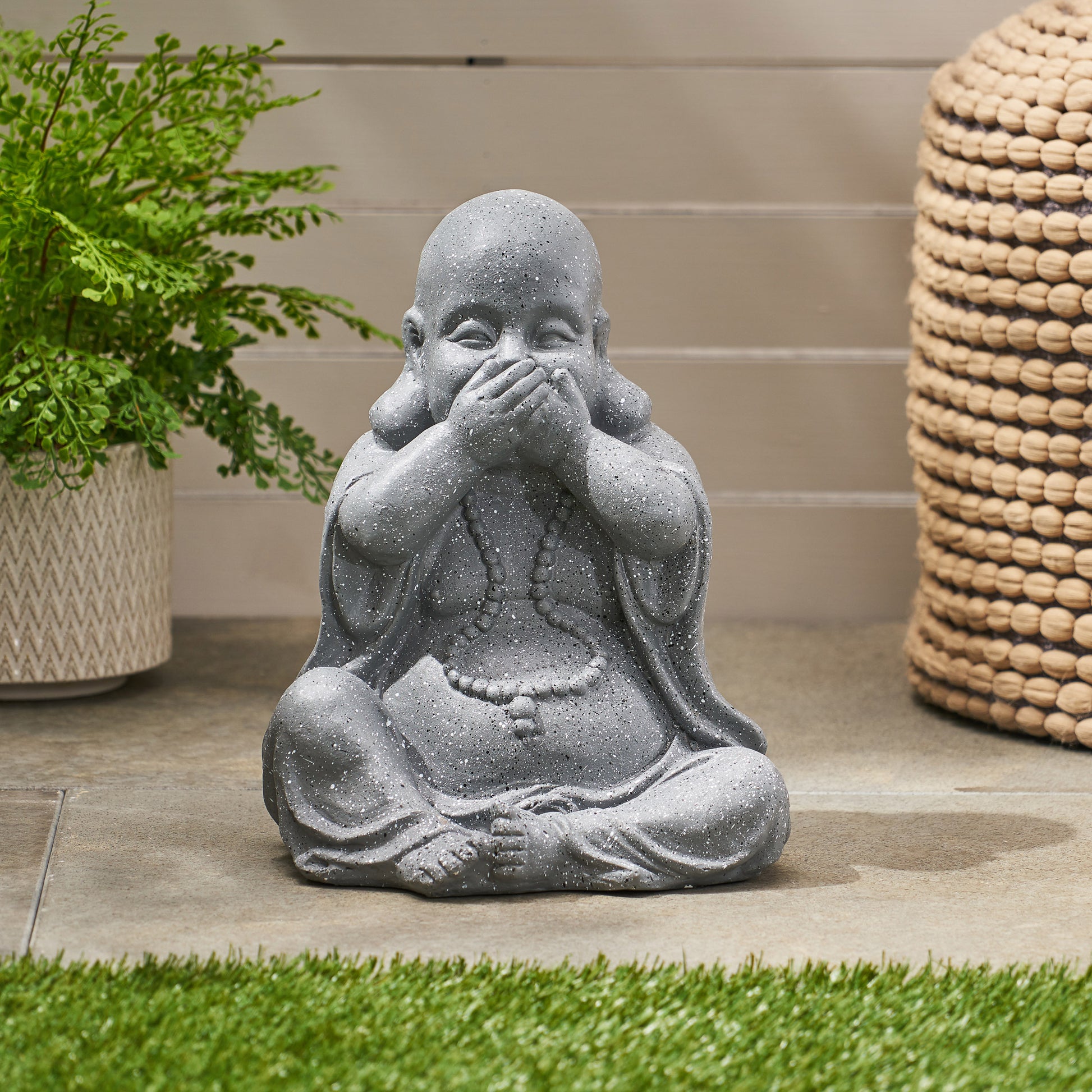 Harrod Outdoor Monk Statue, Stone Gray stone gray-magnesium oxide