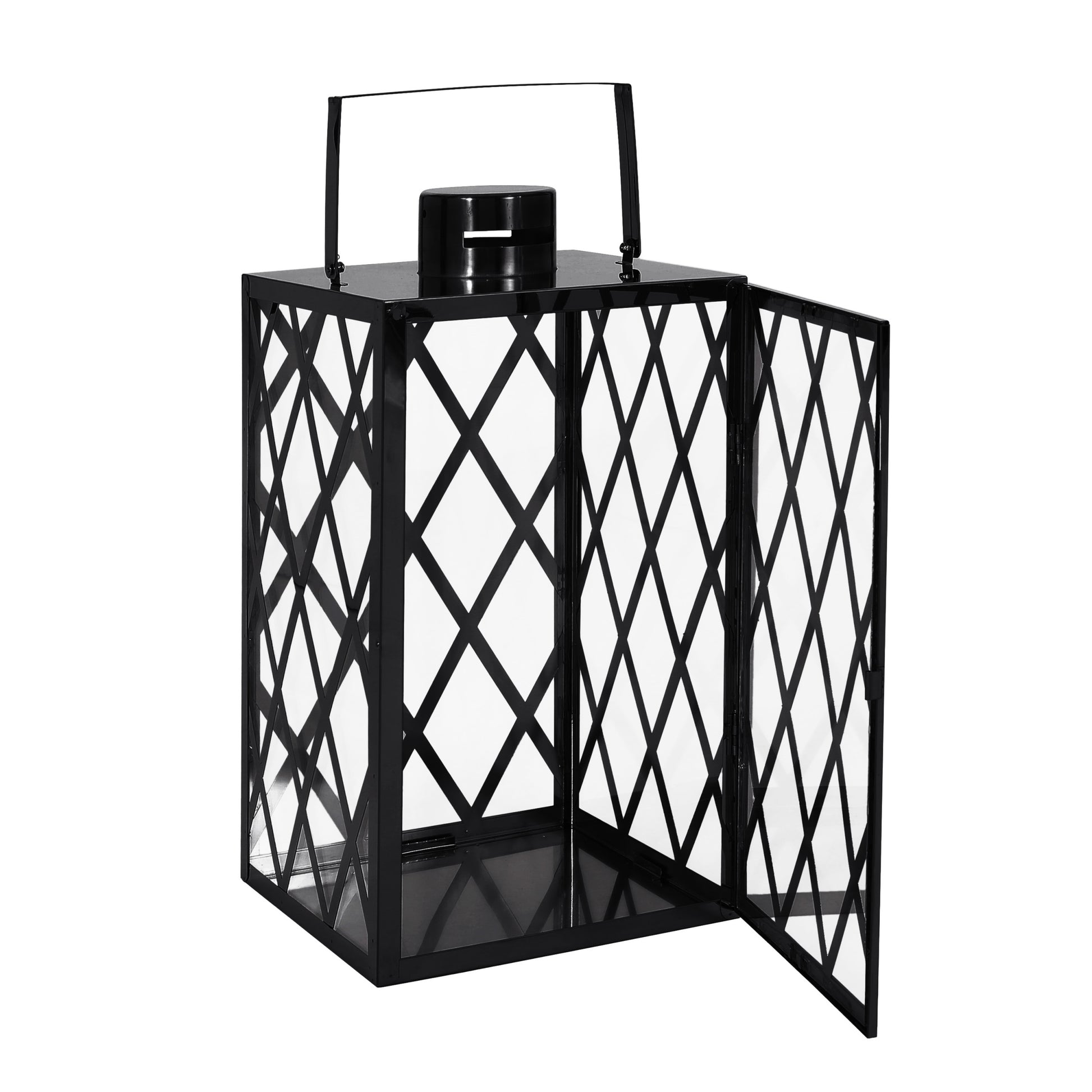 Anton 18"H Stainless Steel Lantern - Black